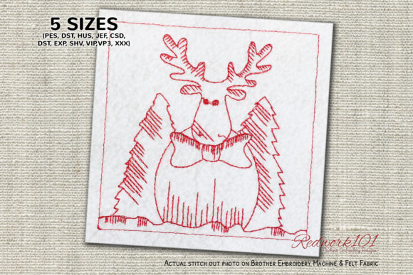 Christmas Cartoon Reindeer Redwork: A Designer’s Take