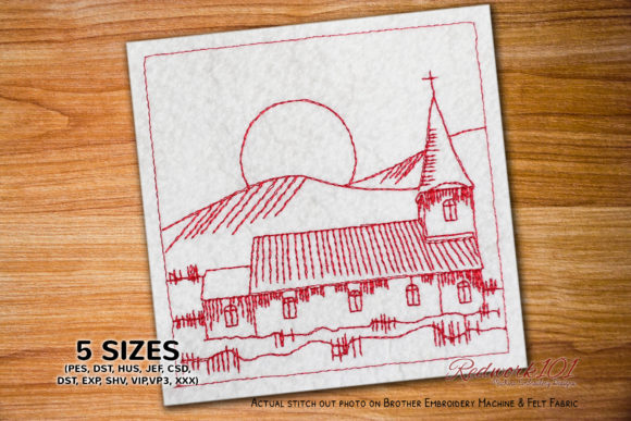 Christmas Church Snow Lineart Design Review for Craft Fairs