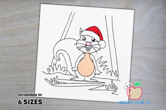 Christmas Cute Squirrel Wearing Hat Embroidery Design Review