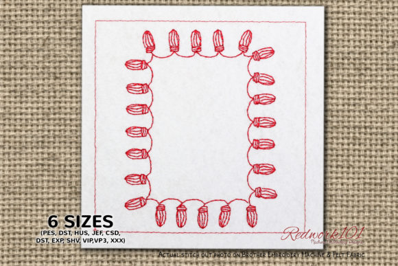 Christmas Lights Frame Pattern Redwork Review
