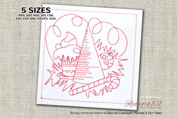 Christmas Party Redwork: A Versatile Embroidery Design for Seasonal Projects