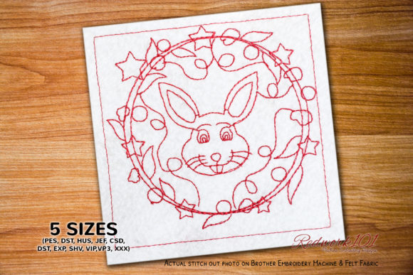 Christmas Rabbit Face Redwork Design Review