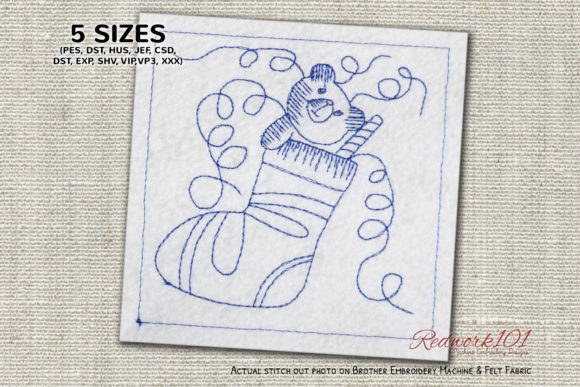 Christmas Stocking and Bear Redwork Embroidery Design Review