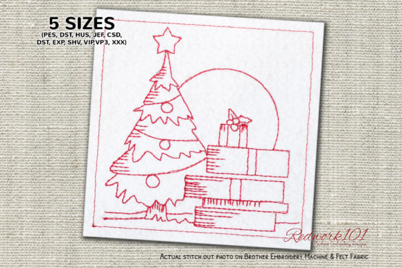 Christmas Tree with Gifts Redwork Review: A Designer’s Take