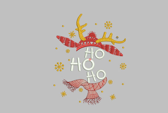 Ho Ho Ho with Reindeer and Santa Design Review for Business Use