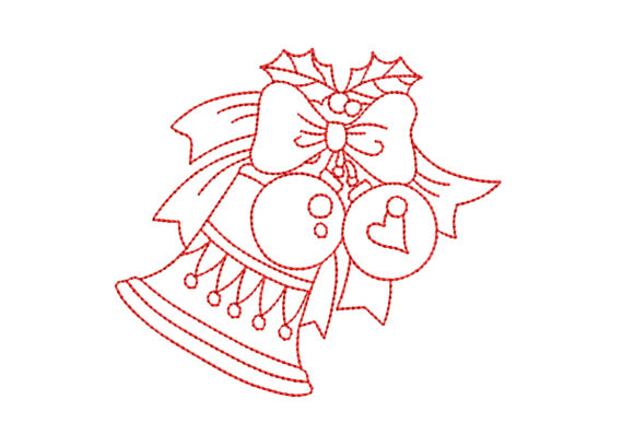 Redwork Christmas Bell with Bow Design Review