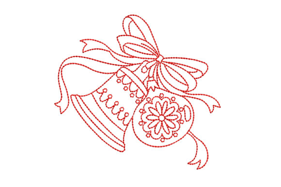Redwork Christmas Bell with Ornament Review for Real Projects